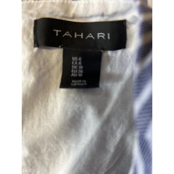 Tahari Womens Blue‎ & White Linen Blend Sleeveless JumpsuitBelt Sz 6 Boho Beachy - Picture 5 of 12